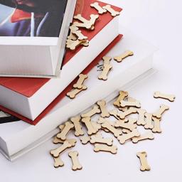 Mini Bone Shape Confetti De Madeira, Brinquedos Do Cão, Ornamento para Cão Em Casa, Feliz Aniversário Decorações Da Festa, Pintura DIY Presentes Fornecimento, 50Pcs - Image 4