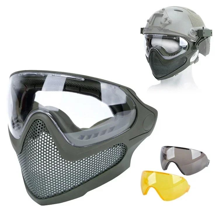 Tactical Full Face Mask para Paintball, Malha de Aço Protetora, Vestindo Máscaras, Caça Engrenagem, Cabeça de Proteção, Airsoft, CS Tiro, Caça - Image 1