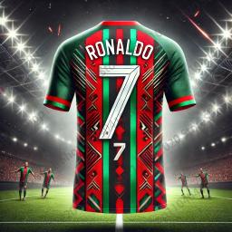 Camisa esportiva para adultos e crianças, camisa ao ar livre do futebol, jogo diário, treinamento Jersey, Roupas Ronaldo, No.7 Jersey impresso, verão - Image 2