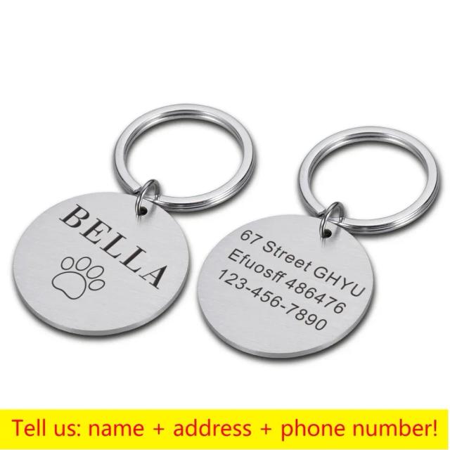 Medalha Personalizada para Animais de Estimação com Gravura, Tag de Identificação Anti-Perda, Acessório para Coleira de Gatos e Filhotes com Nome e Endereço