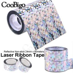 Fita laser com glitter, fita decorativa reflexiva, fitas holográficas, fita dupla face, prata, branco, espelho quebrado, antiaderente - Image 1