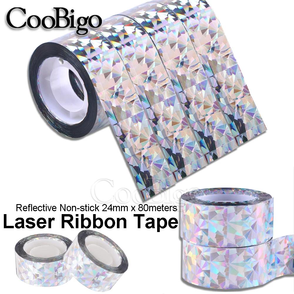 Fita laser com glitter, fita decorativa reflexiva, fitas holográficas, fita dupla face, prata, branco, espelho quebrado, antiaderente - Image 1
