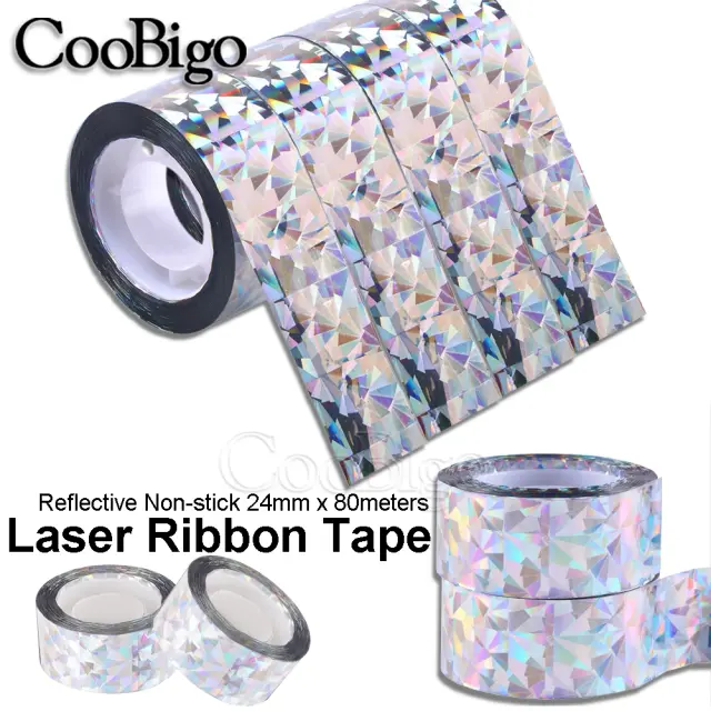 Fita Laser Decorativa Holográfica com Glitter em Prata e Branco, Dupla Face e Efeito Espelho Quebrado Antiaderente