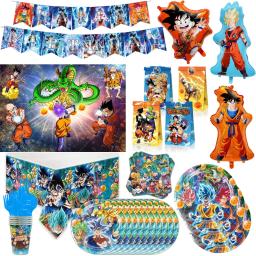 Dragon Ball Banner Feliz Aniversário, Goku, Vegeta Balões, Decorações De Festa, Copo, Prato, Talheres Descartáveis, Bolo Topper Brinquedos - Image 1