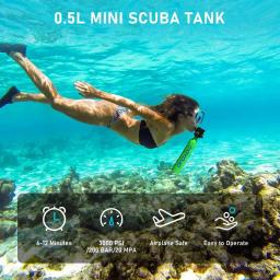 Mini Kit Tanque de Mergulho, portáteis Kits de Tanque de Pulmão, Adaptador de Snorkeling, 3000 PSI Pressão Máxima, 6-12 Minutos, 0.5L - Image 2