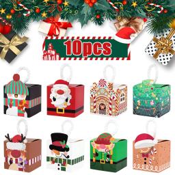 Caixa De Presente De Natal, Árvore De Natal, Papai Noel, Boneco De Neve, Doces De Papel, Sacos De Embalagem De Biscoito, Favores De Crianças, Ano Novo 2025, 10Pcs - Image 1