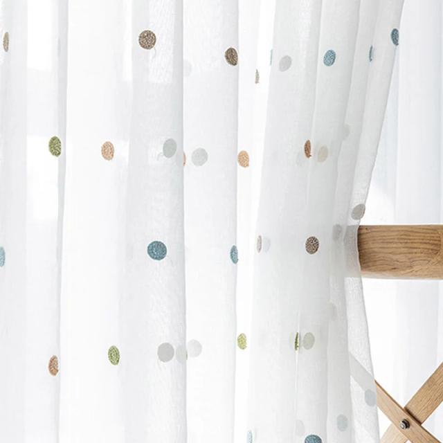 Cortinas Transparentes Coloridas em Lino e Algodão para Sala de Estar e Quarto - ZH035-5