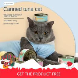 Cat Staple Food Can, Comida Molhada para Adultos para Petiscos, atum, Gatinho, Adulto, Novo, 3 latas, 170g, 2024 - Image 1