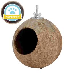Gaiolas De Gaiola De Madeira De Bambu, Ninho De Pássaros De Estimação, Pendurando a casca de coco do pássaro - Image 3