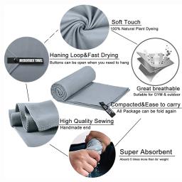 Microfiber Quick Dry Gym Toalha, Silver Ion Inodoro Absorvente Fiber, Equipamento de treino de secagem rápida para suor corporal - Image 2