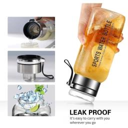 Garrafa de água de vidro transparente portátil, Copo de suco de leite com infusor de chá inoxidável - Image 4