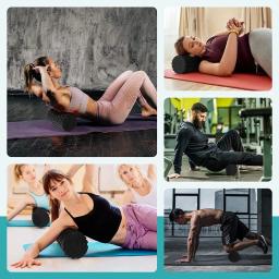 Rolo de espuma de cor sólida com sulcos ponto de massagem rolo de yoga pilates rolo de massagem fitness ginásio exercício relaxante muscular 33cm - Image 3