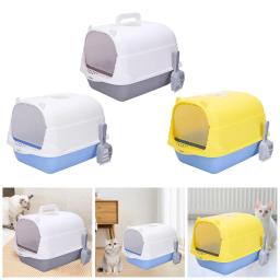 Caixa de areia para gatos com tampa, sandbox durável destacável, gatos interiores com porta frontal, suprimentos para animais, vaso sanitário fechado - Image 3