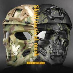 Airsoft máscara crânio tático com lente para a caça ao ar livre, combate paintball, rosto inteiro, máscaras de proteção do jogo cs - Image 1