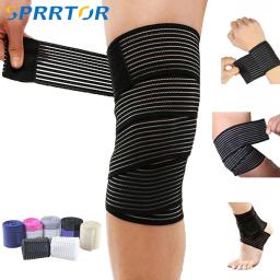 1 pçs 40-200cm bandagem de compressão protetor joelho suporte cinta esportes elásticos cotovelo cintas perna bandas elast bandag treino envoltório - Image 1