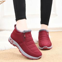 Novas botas de neve de algodão para casal, espessadas, quentes, forradas de pelúcia, casuais, bico redondo, calçados planos para homens e mulheres no inverno - Image 3