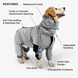 Macacão reflexivo de corpo inteiro, capa impermeável, roupas ao ar livre, jaqueta para cães pequenos e grandes, pet suprimentos, protetor solar - Image 5