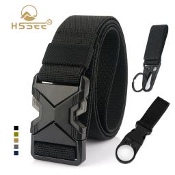 Hssee-cinto elástico para homens, fivela de metal, liberação rápida, militar tático, nylon macio, casual, novo, 105cm a 125cm - Image 1