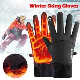 Luvas impermeáveis Full Fingers Fleece, preto, quente, tela de toque, esportes ao ar livre, corrida, motocicleta, esqui, ciclismo, inverno - Image 3