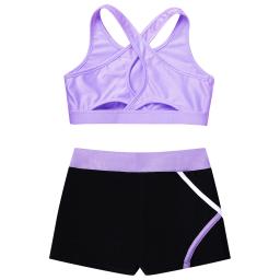 Crianças Meninas Dança Ginástica Esportes Outfits Sem Mangas Top Colheita com Shorts Treino Set 2 PCS Yoga Workout Verão Menina Roupas - Image 5