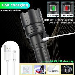 USB Recarregável Lanterna LED, Zoomable Tocha, Lanterna Poderosa, 18650, 26650 Bateria, 3 Modos, Fit para Camping, Equitação, Novo, 2022, XHPIS - Image 3