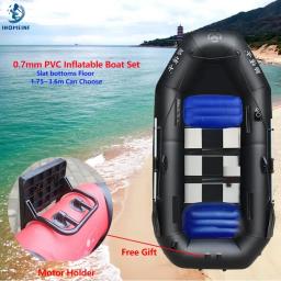 Barco inflável de pvc preto, 1.75 ~ 3.6m, com fundo de ripas de madeira, conjunto de barco de perfuração, jangada de pesca, bote de borracha, caiaque de pesca inflável - Image 1