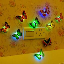 3D Pasteable Butterfly Night Lights, Lâmpadas LED Adesivo de Parede, Criativo DIY, Luz Decorativa, Decoração de Casa, 1-4 Pcs - Image 4