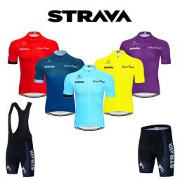 2024 strava conjunto de ciclismo dos homens camisa ciclismo manga curta bicicleta ciclismo kit roupas mtb wear triathlon maillot ciclismo - Image 1