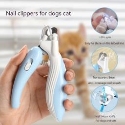 Cortadores de unhas profissionais com luz LED para animais de estimação, tesoura para gatos e cães, à prova de respingos, cortador de unhas - Image 1