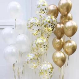 Balões de Látex com Confete Transparente, Cromado Metálico, Dourado e Prata, Decoração de Casamento e Festa de Aniversário, Rosa e Dourado, 15 unid - Image 2