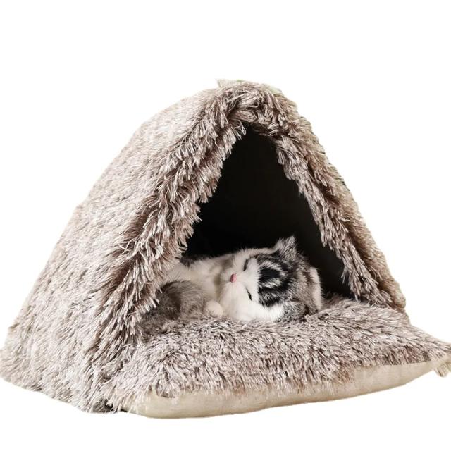 Cama Triangular Super Macia e Quente para Gatos e Cães Pequenos - Aconchego Ideal para Seu Pet