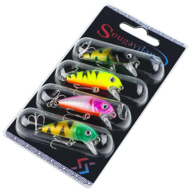 Isca Artificial Sougayilang Minnow Flutuante 4g para Truta, Lúcio e Carpa - Kit com 4 Pecinhas de Equipamento de Pesca