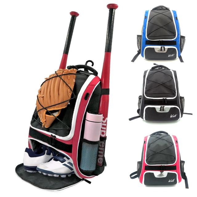 Mochila WOLT para Beisebol Juvenil: Suporte para Bastão, Equipamento de T-Ball e Luva Grande