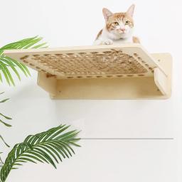Rede Montada Na Parede para Grandes Gatos ou Gatinho, Prateleiras De Madeira, Corda De Sisal, Poleiros De Parede, Móveis De Cama, Saltando - Image 3