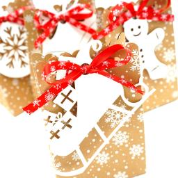 Saco De Presente De Papel Kraft com Fita Tag, Feliz Natal, Floco De Neve, Decoração De Festa, Comida, Biscoito, Caixas De Embalagem, 12Pcs - Image 4