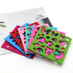 7 pçs colorido multi forma adorável padrão diy modelo de feltro agulha apliques molde felting estêncil artesanato ferramenta para iniciante - Image 6