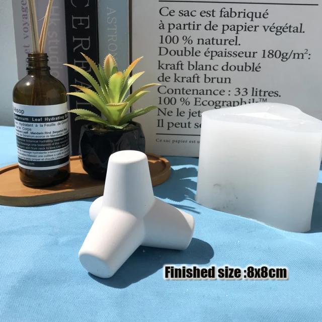 Molde de Silicone Geométrico para Artesanato: Enfeites de Concreto e Gesso com Design de Onda e Cone de Quatro Pés