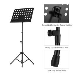 Suporte de metal portátil música destacável, instrumentos musicais para piano, violino, guitarra, preto - Image 3
