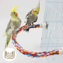 Pássaro molar brinquedo durável corda de algodão multi-cor animais de estimação papagaio em pé poleiros para cockatiel papagaio gaiola brinquedo do pássaro de estimação brinquedo - Image 2