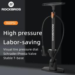 Bomba de bicicleta ROCKBROS de alta pressão, economia de trabalho para motocicleta, carro, bicicleta elétrica, AV, inflador FV, MTB Road Bike Acessórios, 160PSI - Image 1