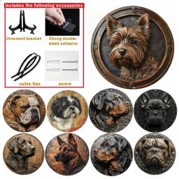 Guirlanda redonda pintada em relevo falso de alumínio, decoração de quarto, presentes de dia dos namorados, decoração temática de yorkshire terrier - Image 1