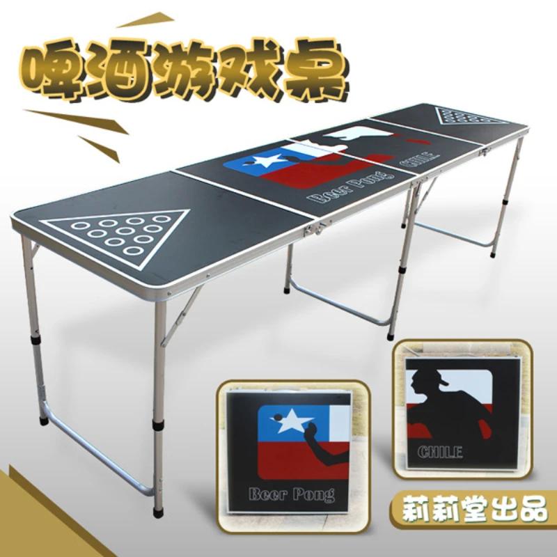 Mesa de jogo portátil Red Cup Pong Beer Pong, 8 Feet Long, vem com Ball Rack, abridor de garrafas e 6 Pong Balls - Image 1