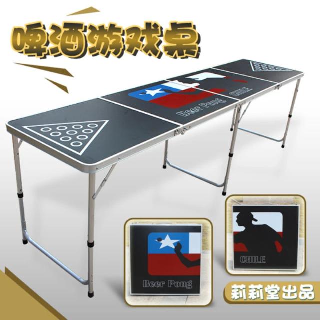 Mesa de Jogo Portátil Red Cup Pong Beer Pong 8 Pés com Suporte para Bolas, Abridor de Garrafas e 6 Bolas de Pong
