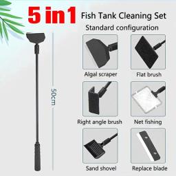 Aquarium Fish Tanks Kit Ferramentas De Limpeza Algas Tank Cleaner Set Aquarium Cleaner Fish Tank Net Scraper Acessórios Esponja - Image 1