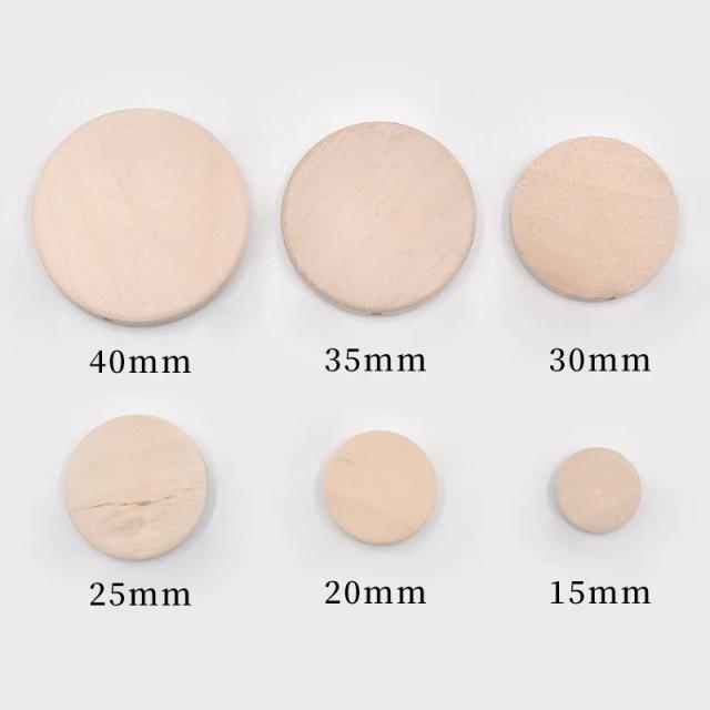 Contas de Madeira Natural Redondas para Artesanato - Conjunto de 10 Peças em Vários Diâmetros (15mm a 40mm) com Pingente DIY