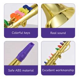 Clarinete com 8 teclas codificadas coloridas para crianças, instrumentos de sopro musicais, ABS ecologicamente correto, saxofone com mímica educacional precoce - Image 3