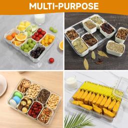 Bandeja Dividida com Alça-Tampa, Lanche Removível, 8 Compartimento, Recipiente De Frutas, Armazenamento De Alimentos, Lanche, Organizador De Almoço - Image 6