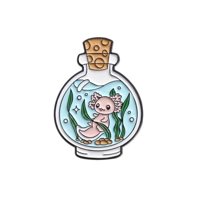Broche de Esmalte de Vidro com Gato Fantasma e Cogumelo Lunar - Emblema de Metal Planetário e Pin de Lapela Punk para Presentes Incríveis