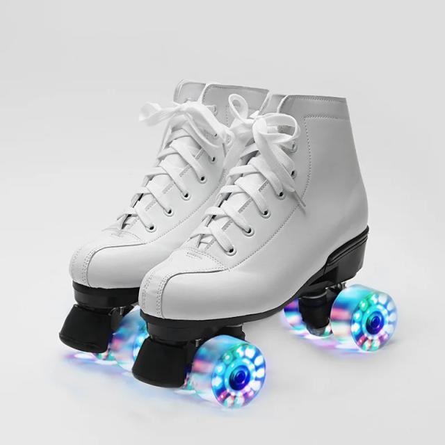 Patins de Quatro Rodas Dupla Fileira para Crianças e Adultos - Patins Inline Piscantes