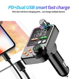 Transmissor FM sem fio Bluetooth 5.0 para carro, modulador PD, kit mãos livres de carregamento, áudio auxiliar, 3.1A, porta USB dupla - Image 4